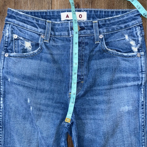 AMO Babe Straight Leg Jeans 27 Button Fly Whiskers Mid Rise - Picture 4 of 10